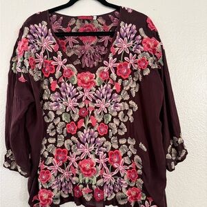 Johnny Was Floral Embroidered Women's Top